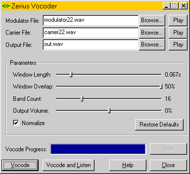 Vocoder Screen Shot