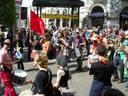 Thumbnail of: Drummers in a circle while march paused