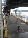 Thumbnail of: Cyclists exiting the ferry at Swartz Bay